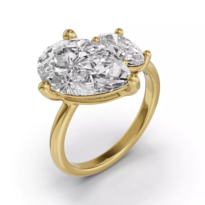 14K Yellow Gold Toi Et Moi Oval & Pear Lab Diamond Ring (6.00ct tw)