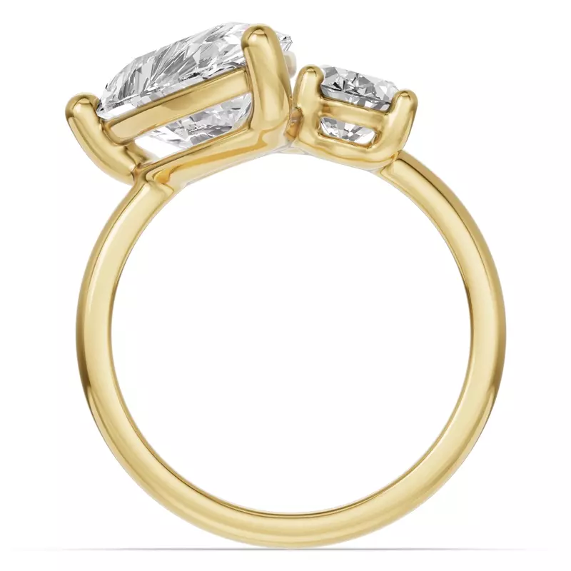 14K Yellow Gold Toi Et Moi Oval & Pear Lab Diamond Ring (6.00ct tw)