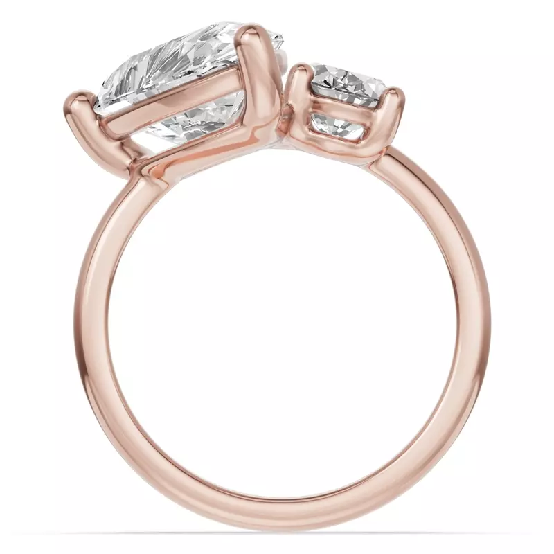 18K Rose Gold Toi Et Moi Oval & Pear Lab Diamond Ring (6.00ct tw)