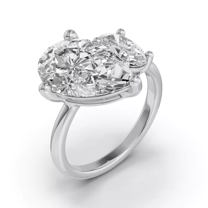 Platinum Toi Et Moi Oval & Pear Lab Diamond Ring (6.00ct tw)