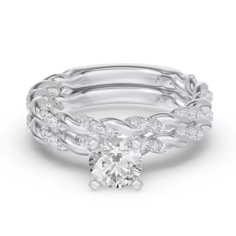14K White Gold Torza Twisted Pavé Band