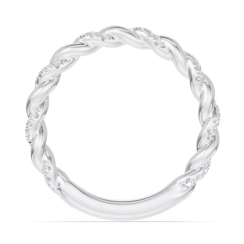 14K White Gold Torza Twisted Pavé Band