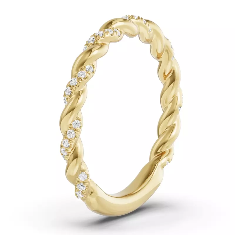 14K Yellow Gold Torza Twisted Pavé Band
