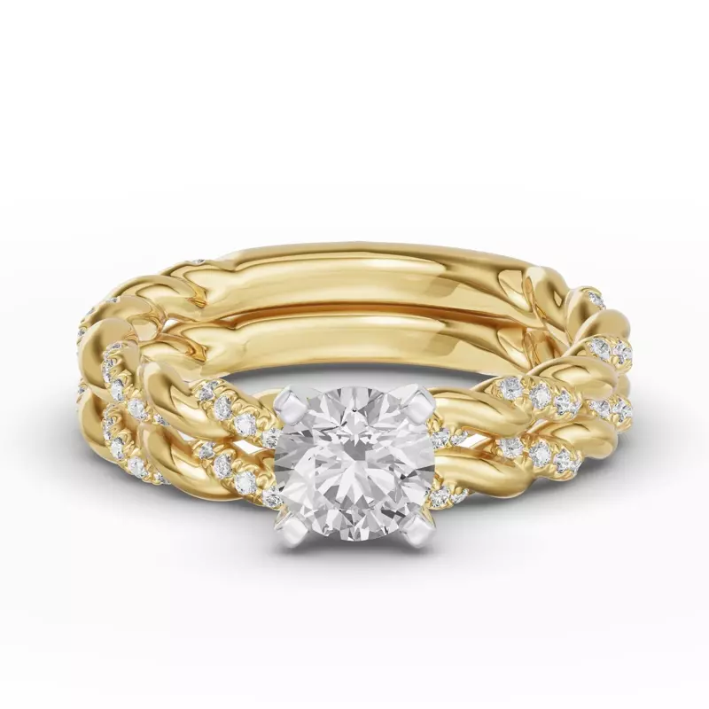 14K Yellow Gold Torza Twisted Pavé Band