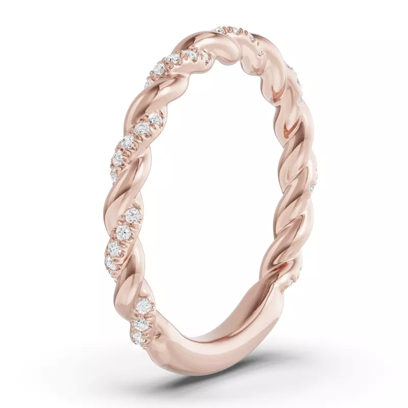 18K Rose Gold Torza Twisted Pavé Band