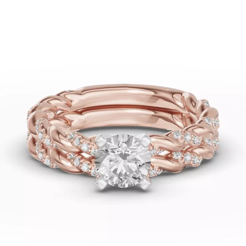 18K Rose Gold Torza Twisted Pavé Band