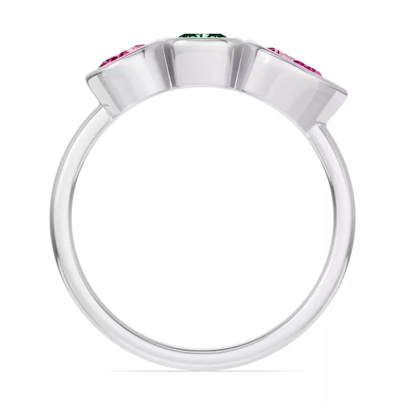 14K White Gold Rosavira Bezel Three-Stone Ring