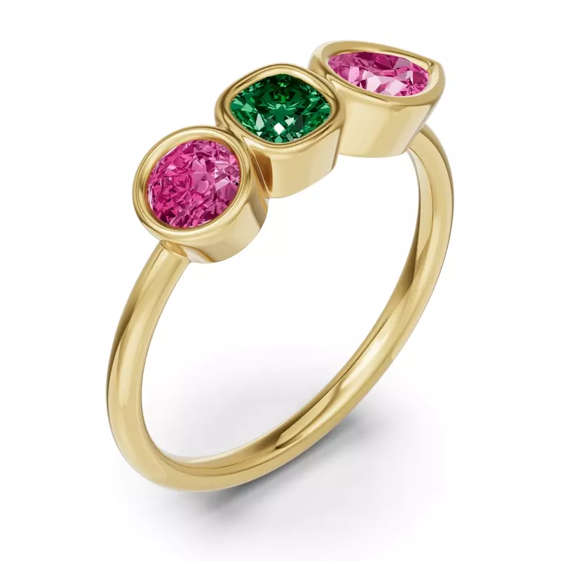 14K Yellow Gold Rosavira Bezel Three-Stone Ring