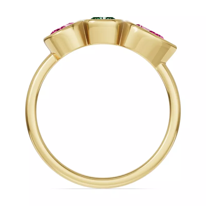 14K Yellow Gold Rosavira Bezel Three-Stone Ring