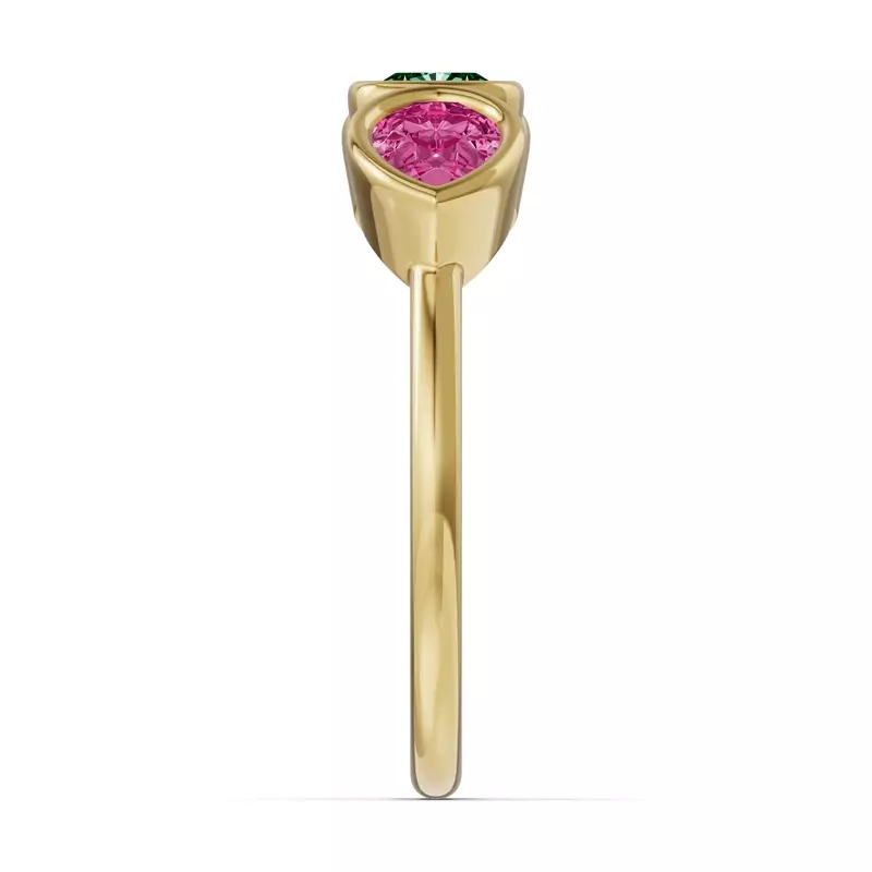 14K Yellow Gold Rosavira Bezel Three-Stone Ring
