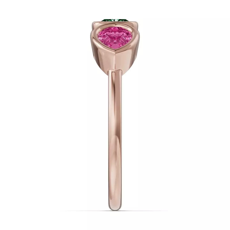 18K Rose Gold Rosavira Bezel Three-Stone Ring