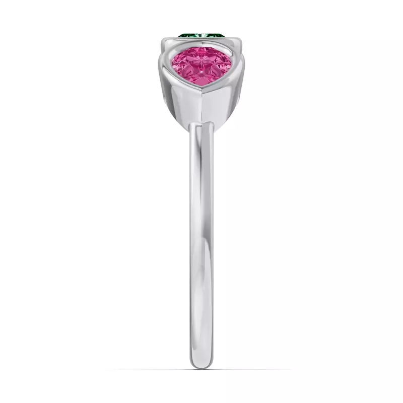 18K White Gold Rosavira Bezel Three-Stone Ring