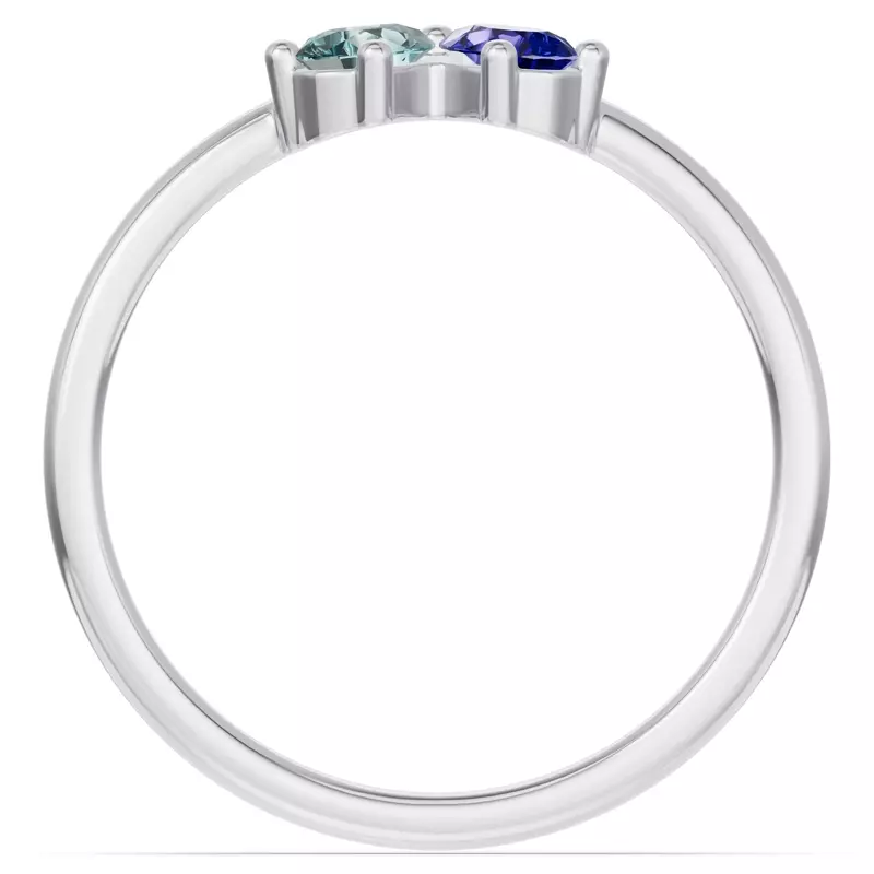 14K White Gold Toi Et Moi Deux Bleu Pear Ring