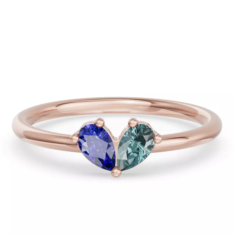 Toi Et Moi Deux Bleu Pear Ring