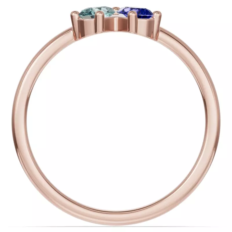 18K Rose Gold Toi Et Moi Deux Bleu Pear Ring