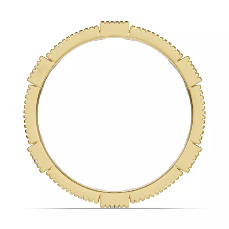 14K Yellow Gold Swiss Blue Topaz & Diamond Milgrain Eternity Band
