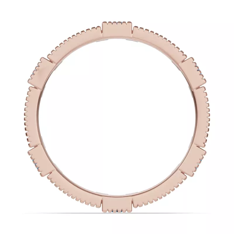 18K Rose Gold Swiss Blue Topaz & Lab Diamond Milgrain Eternity Band