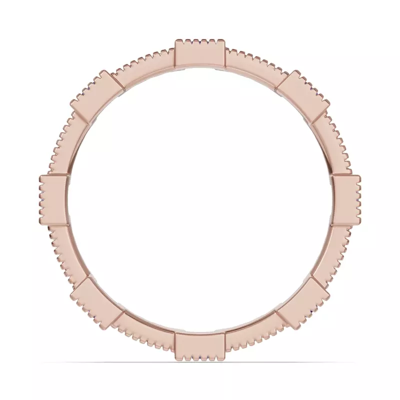 14K Rose Gold Sapphire & Lab Diamond Milgrain Eternity Band