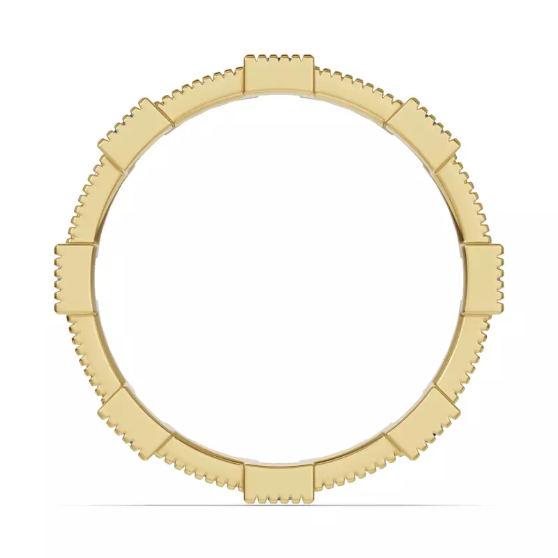 14K Yellow Gold Sapphire & Diamond Milgrain Eternity Band