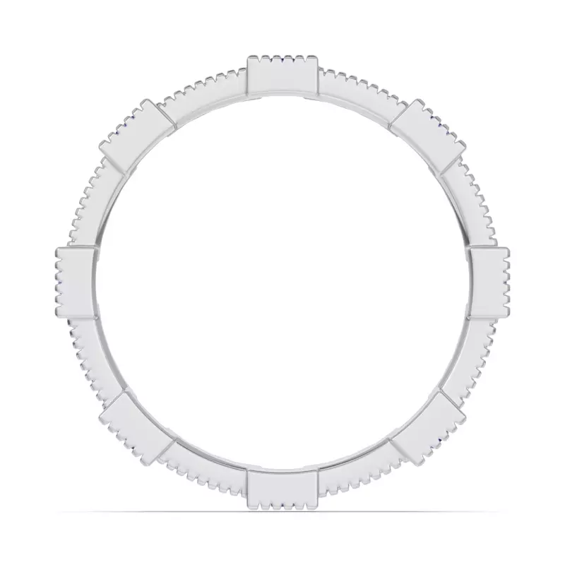 Platinum Sapphire & Lab Diamond Milgrain Eternity Band