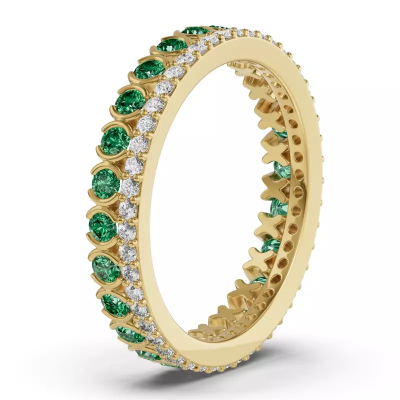 14K Yellow Gold Emerald & Lab Diamond XO Eternity Ring