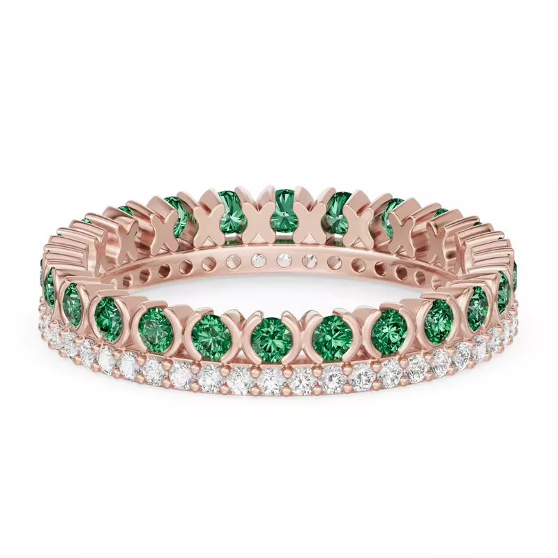 Emerald & Lab Diamond XO Eternity Ring