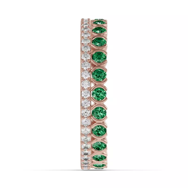 18K Rose Gold Emerald & Diamond XO Eternity Ring