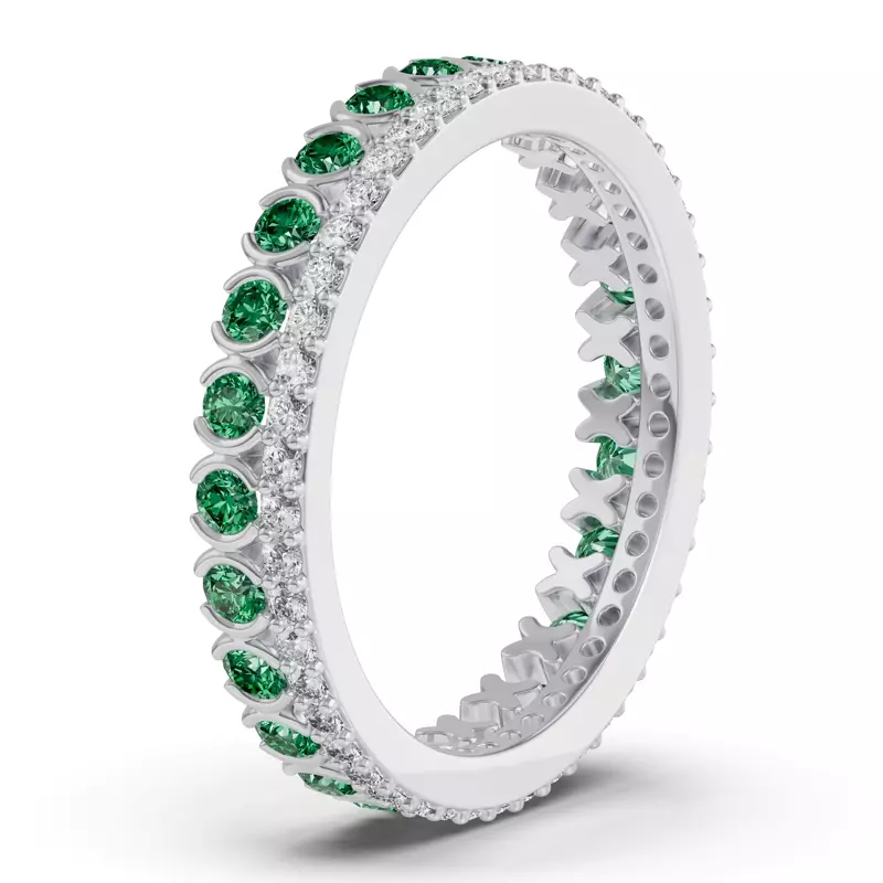 Platinum Emerald & Diamond XO Eternity Ring