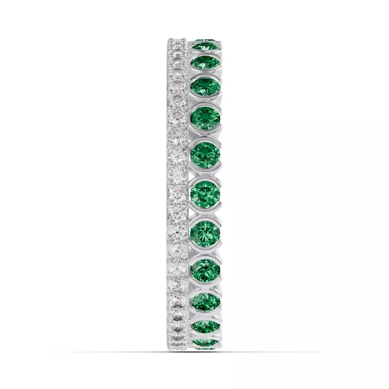 Platinum Emerald & Diamond XO Eternity Ring