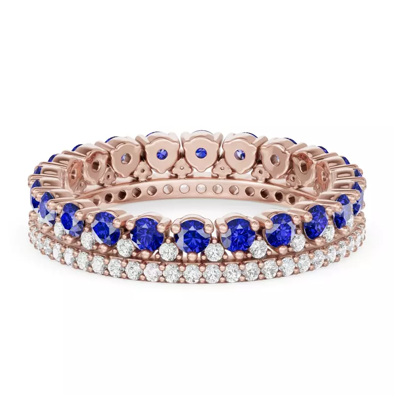 Sapphire & Diamond Double Row Eternity Ring