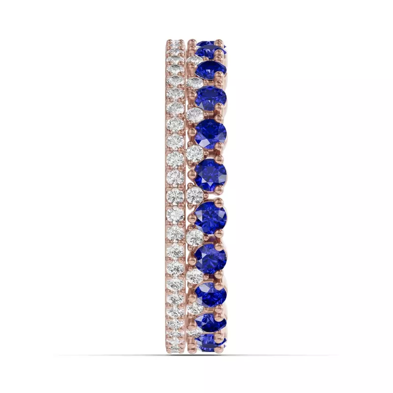 18K Rose Gold Sapphire & Diamond Double Row Eternity Ring