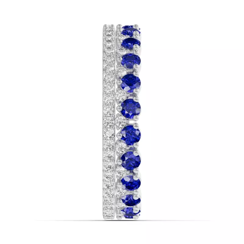 Platinum Sapphire & Lab Diamond Double Row Eternity Ring