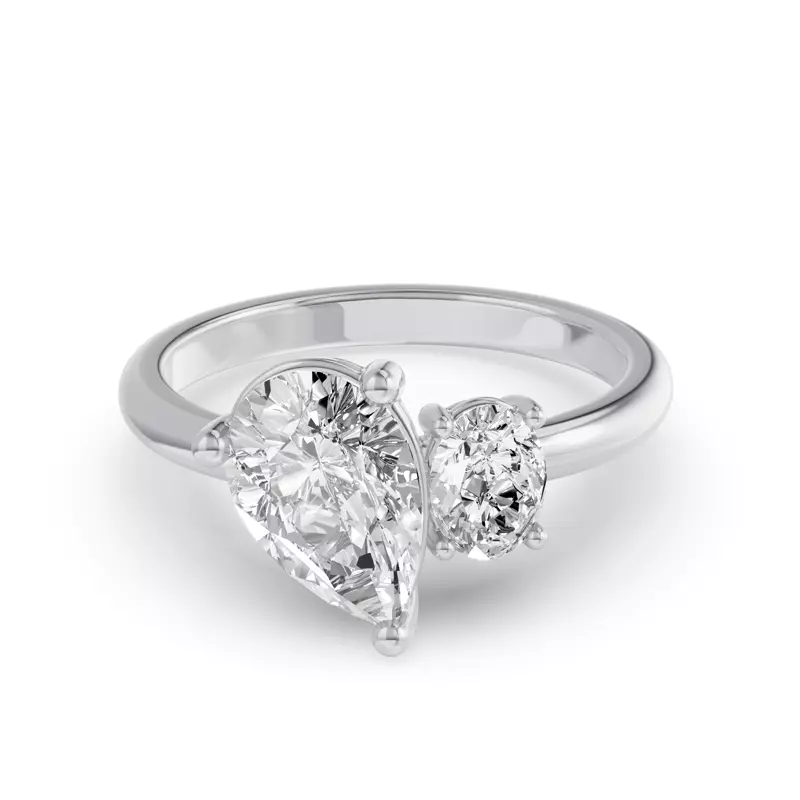 14K White Gold Toi Et Moi Oval & Pear Lab Diamond Ring (2.50ct tw)