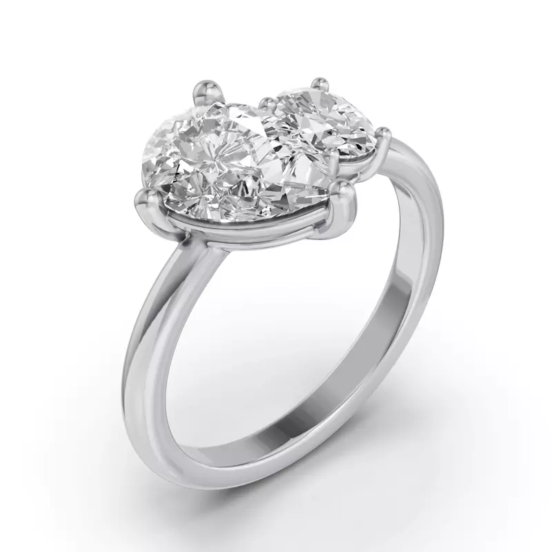 14K White Gold Toi Et Moi Oval & Pear Lab Diamond Ring (2.50ct tw)