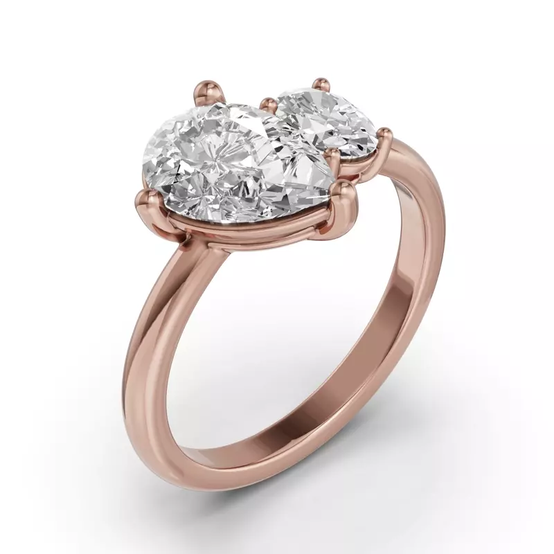 18K Rose Gold Toi Et Moi Oval & Pear Lab Diamond Ring (2.50ct tw)