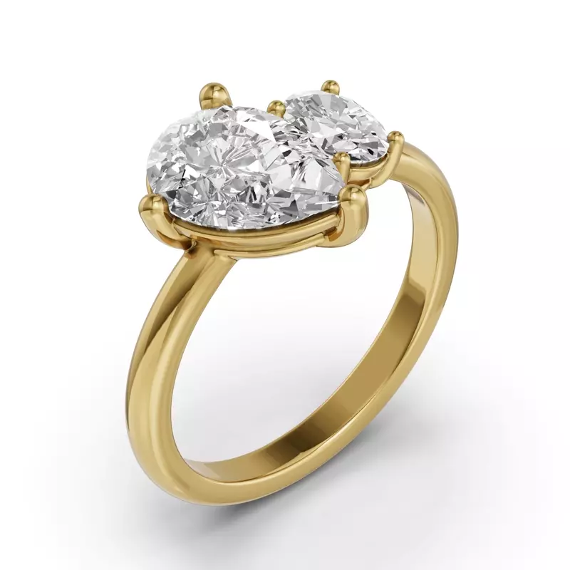 18K Yellow Gold Toi Et Moi Oval & Pear Lab Diamond Ring (2.50ct tw)