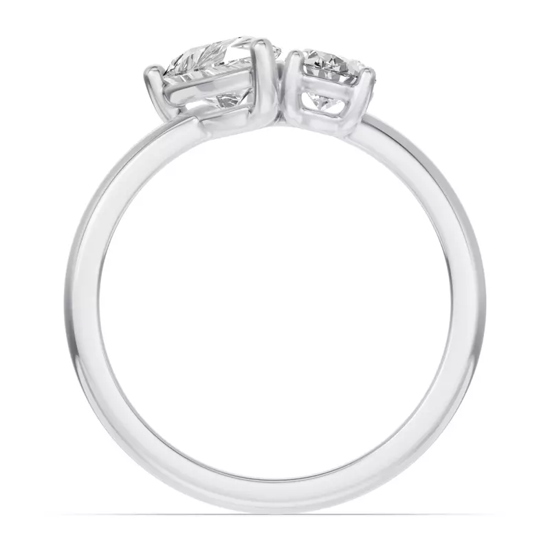 14K White Gold Toi Et Moi Oval & Pear Lab Diamond Ring (1.50ct tw)