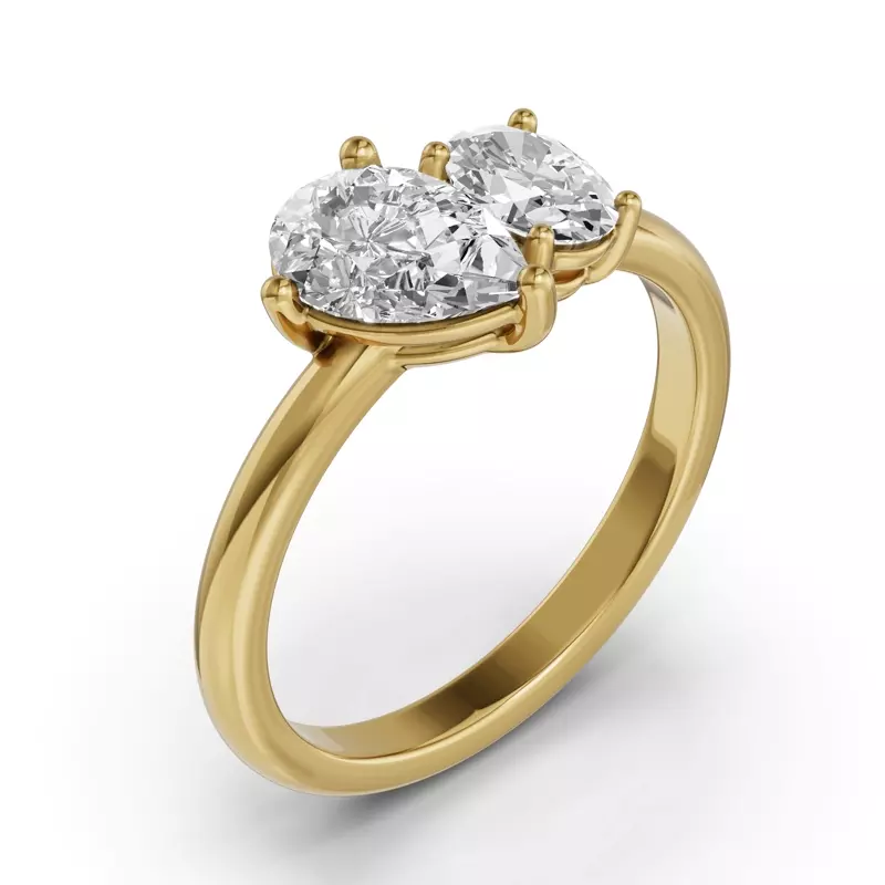 14K Yellow Gold Toi Et Moi Oval & Pear Lab Diamond Ring (1.50ct tw)