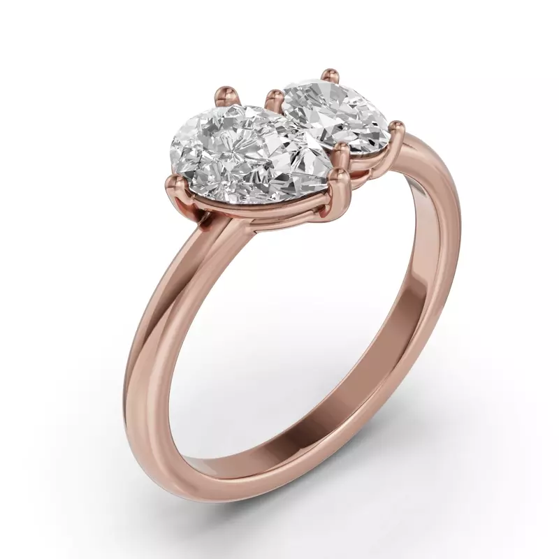 18K Rose Gold Toi Et Moi Oval & Pear Lab Diamond Ring (1.50ct tw)