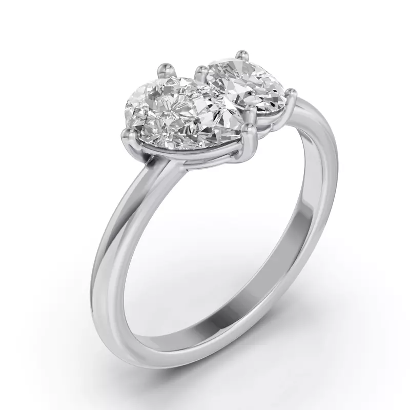 18K White Gold Toi Et Moi Oval & Pear Lab Diamond Ring (1.50ct tw)