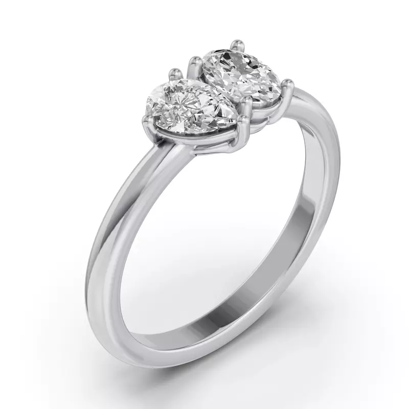 14K White Gold Toi Et Moi Oval & Pear Lab Diamond Ring (1.00ct tw)