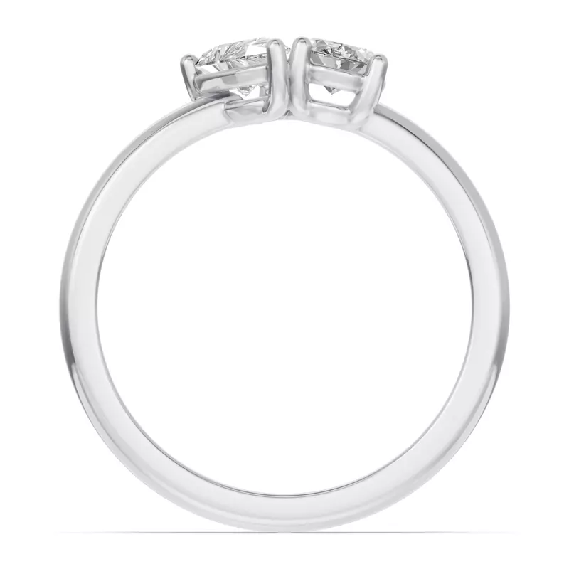 14K White Gold Toi Et Moi Oval & Pear Lab Diamond Ring (1.00ct tw)