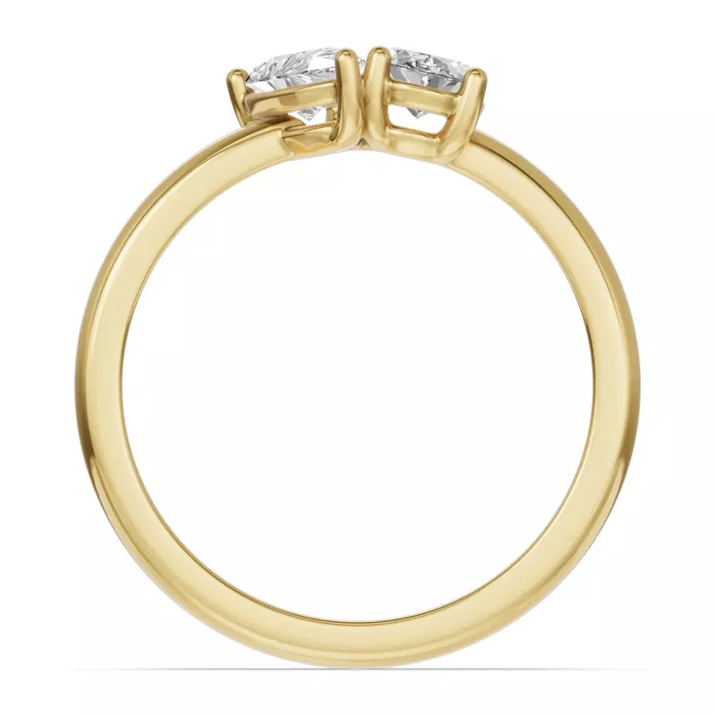 14K Yellow Gold Toi Et Moi Oval & Pear Lab Diamond Ring (1.00ct tw)