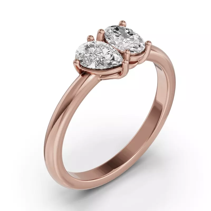 18K Rose Gold Toi Et Moi Oval & Pear Lab Diamond Ring (1.00ct tw)