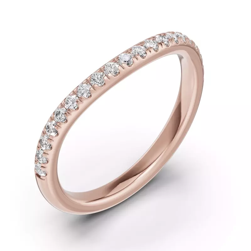 14K Rose Gold Classic Contoured Pavé Lab Band