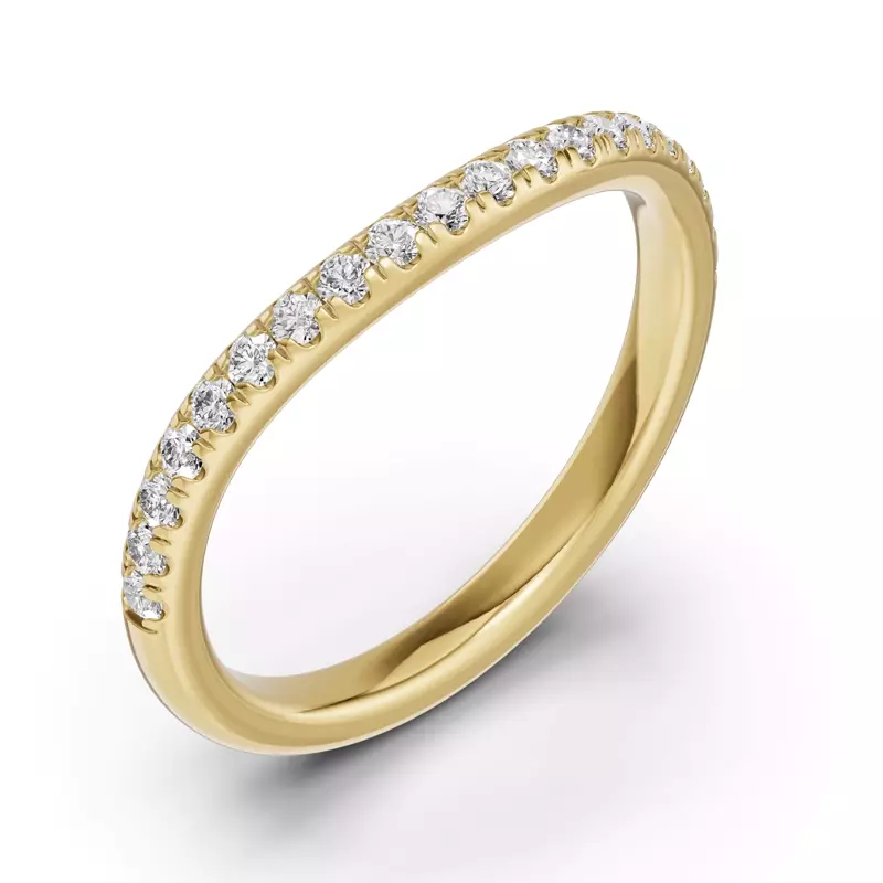 14K Yellow Gold Classic Contoured Pavé Band
