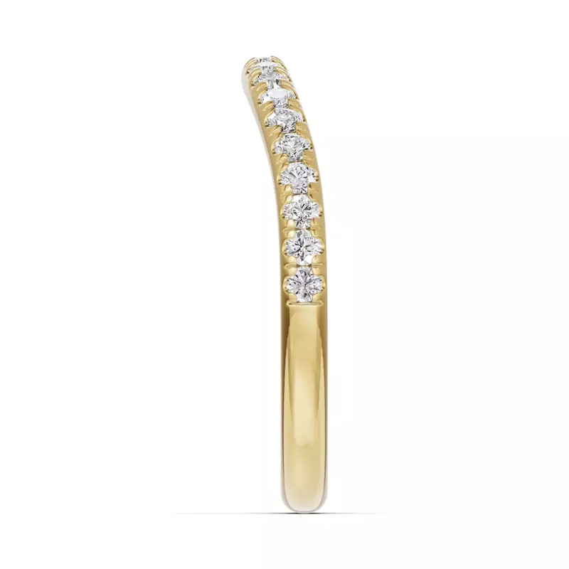 14K Yellow Gold Classic Contoured Pavé Band