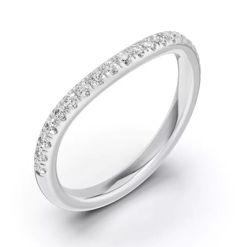 18K White Gold Classic Contoured Pavé Lab Band