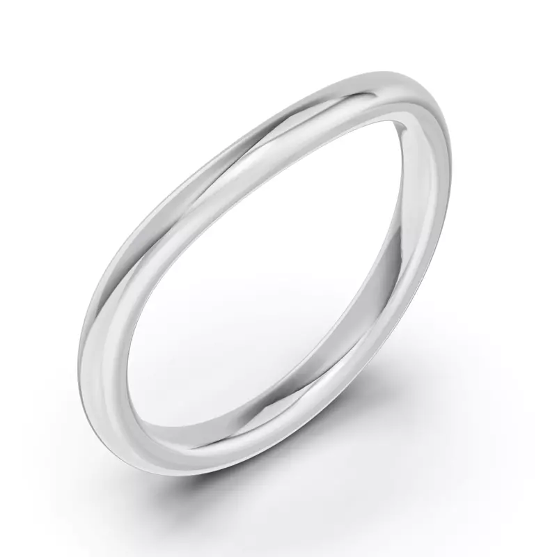 18K White Gold Classic Contoured Band