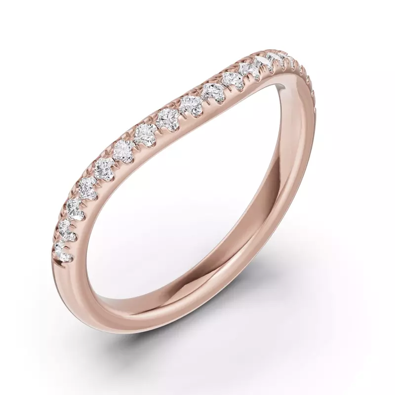 14K Rose Gold Classic Curved Pavé Band